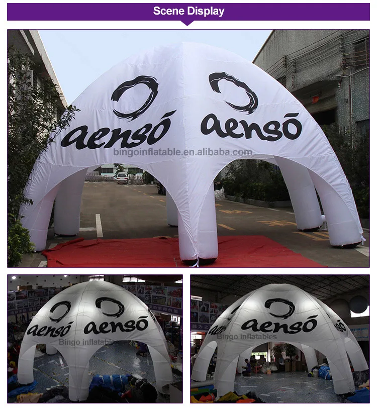 Portable inflatable white spider tent with 6 legs / inflatable dome tent printed logo advertising event marque toy tent
