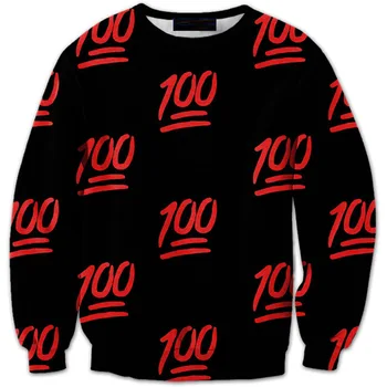 

popular style 3D black bottom scarlet letter 100 printed sanitary clothes long sleeves suit trendy men's clothing Sweatshirts