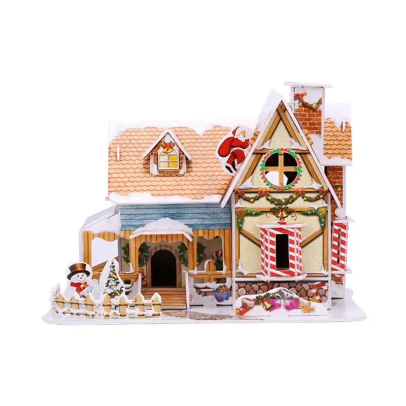 DIY Christmas Miniature House for Dolls Wooden Furniture Dolls House Without LED Light Kits XMS Gift Toys Doll Accessories