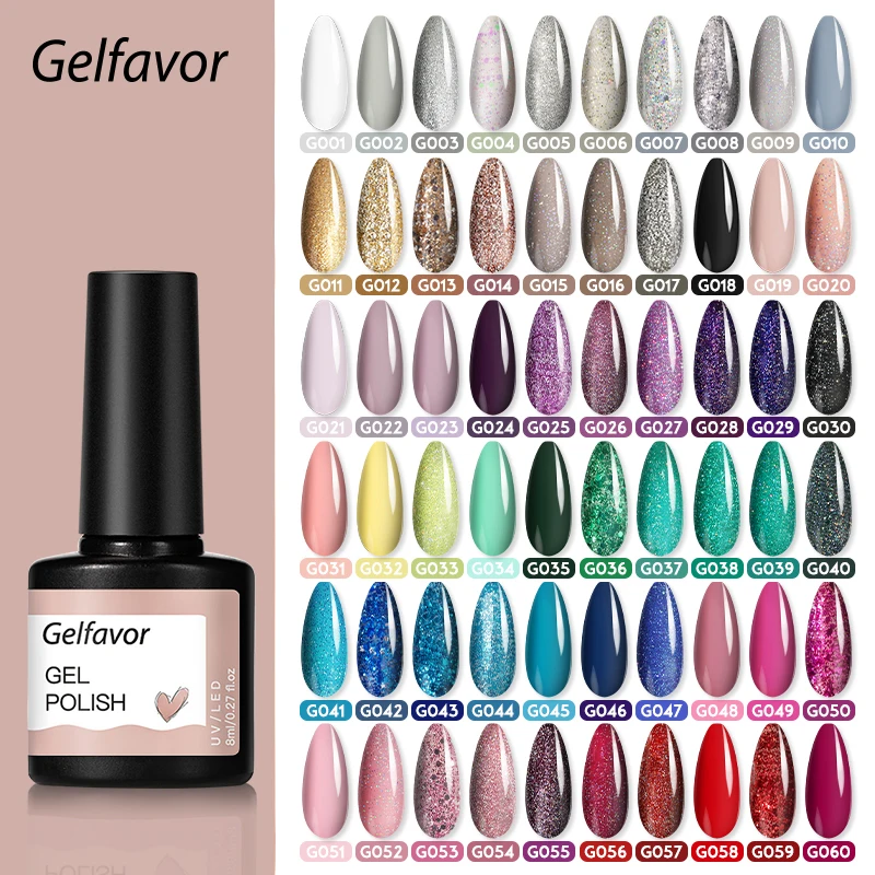 Gelfavor-barnices de Gel semipermanente para estampado de uñas, conjunto de manicura lámpara LED UV, Base de Arte de uñas y capa superior para esmalte de uñas de Gel