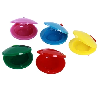 

2PCS Colorful Finger Castanets Castanet Toy Children Musical Toy Handle Musical Instruments Toys Educational Toys For Children