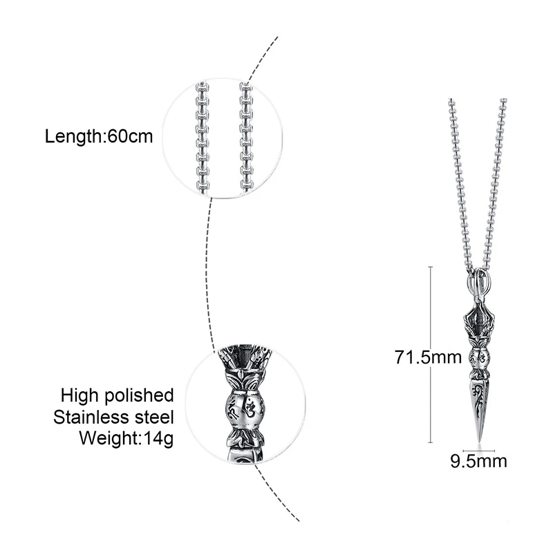 Vnox Punk Stainless Steel Tibetan Buddhist Protection