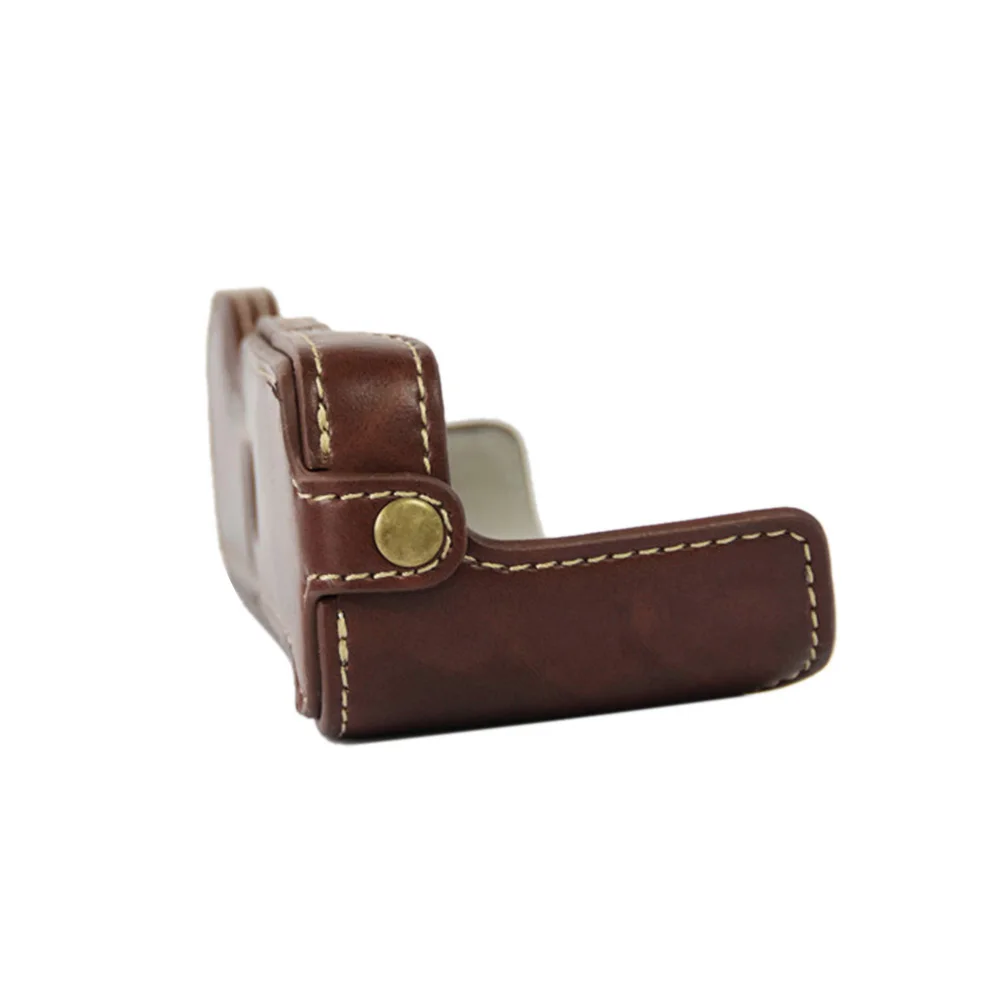 Protective PU Leather Half Camera Case Bag Cover Bottom Case with Battery Opening for Fujifilm Fuji XT100/X-T100 Camera