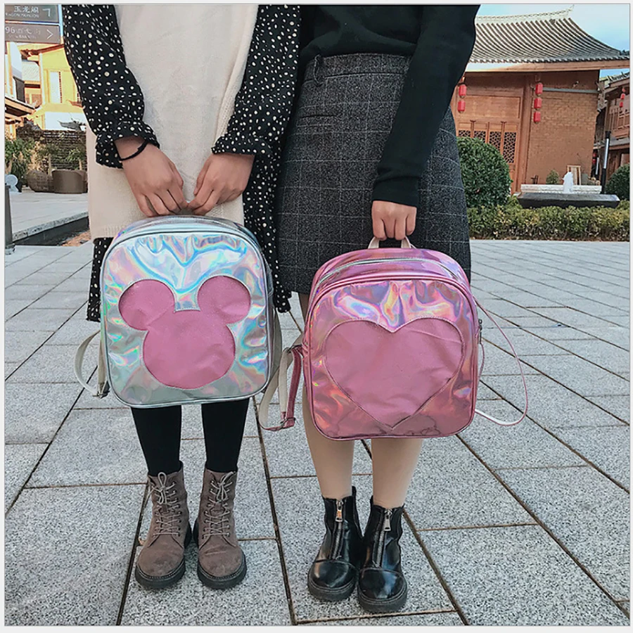 Женский рюкзак с прозрачной звездой,, большие школьные сумки для девочек, модные, ПУ, лазер, Ita Bookbags, Kawaii, женские рюкзаки для путешествий