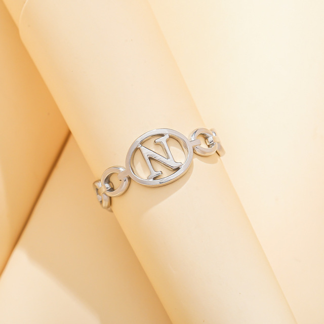 Out A-ZLetter 2Colors Metal Adjustable Opening Ring Initials Name Alphabet Female Party Fashion Jewelry Christmas Present