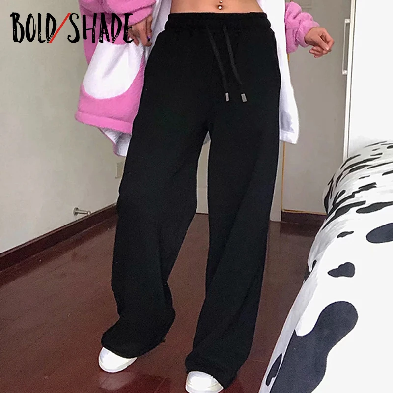 

Bold Shade Skater Girl Style Sportswear Wide Leg Pants Y2K Streetwear Casual Fashion Baggy Trousers High Waist Women 90s Clothes