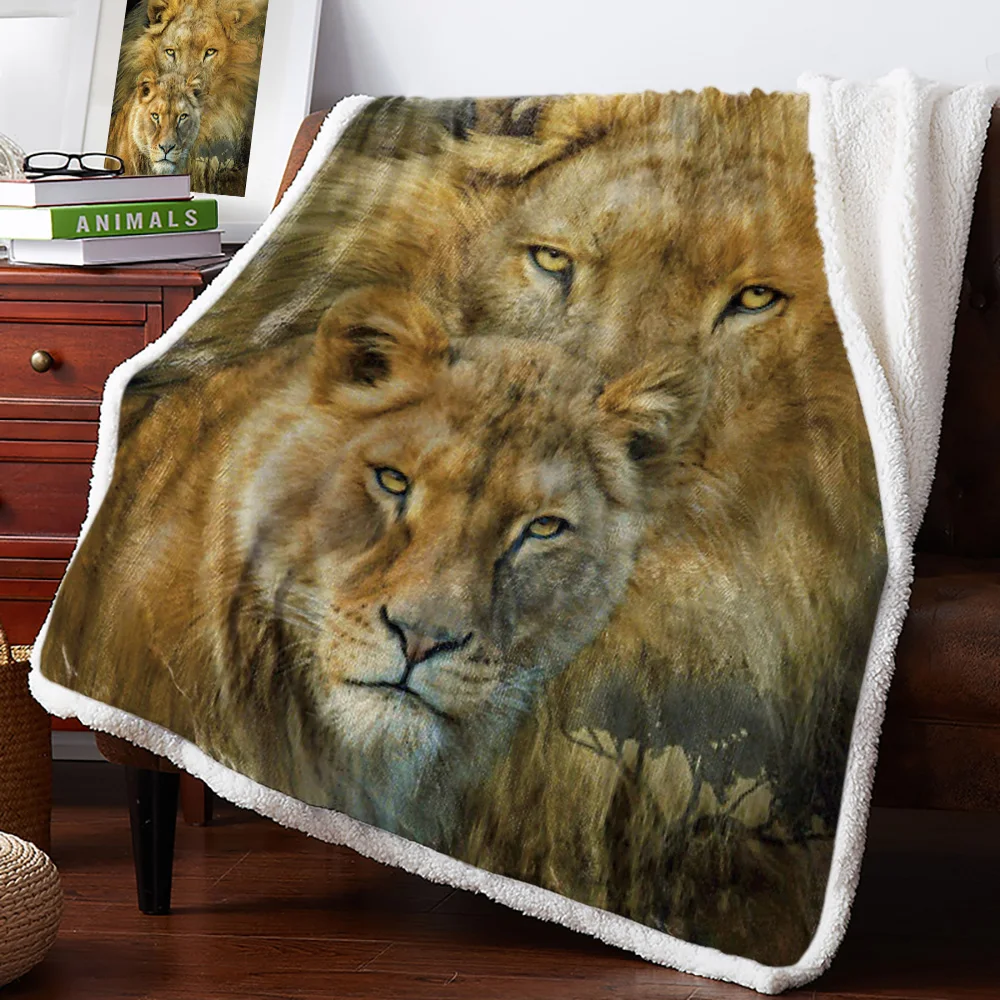 Winter Cashmere Blanket Lion Coverlet Blankets Flannel Throws Fleece