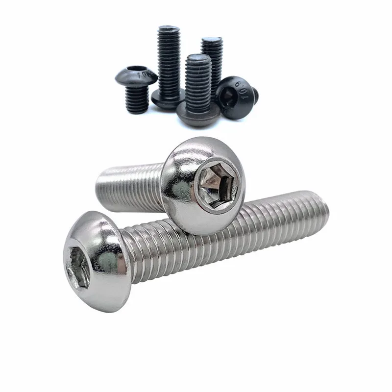 5/50pc Hexagon Socket Screw M2 M2.5 M3 M4 M5 M6 M8 304 A2-70 Stainless Steel Black grade 10.9 ISO7380