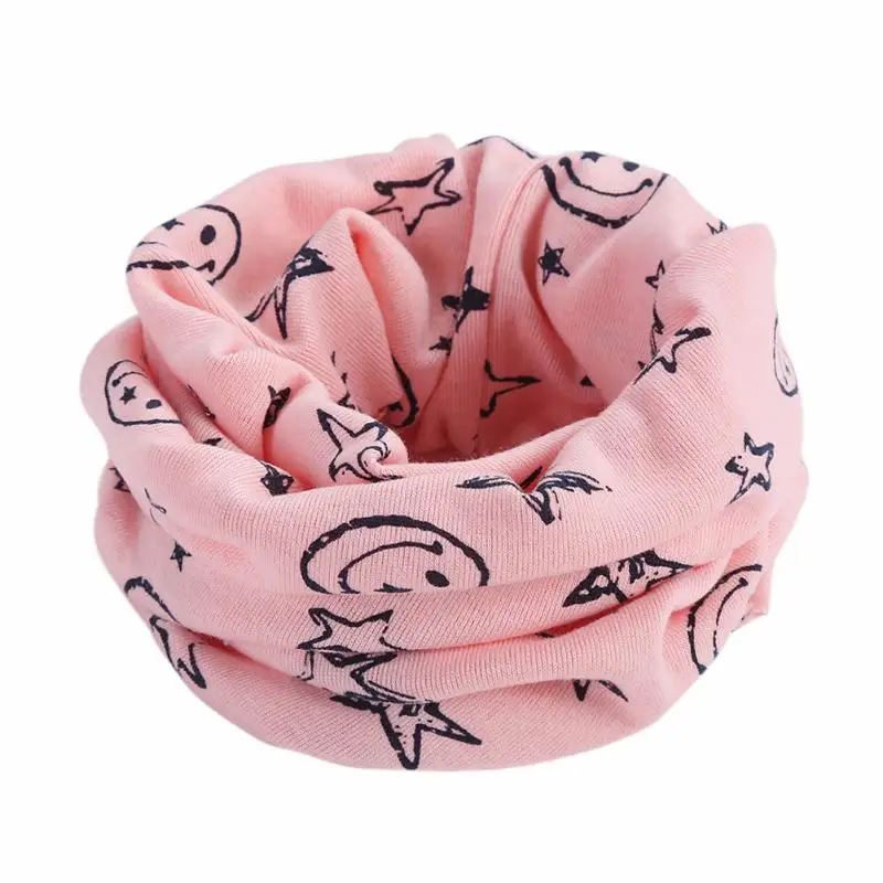 Новинка; Детский шарф со звездами и воротником; Детские шейные шарфы из хлопка - Цвет: Розовый