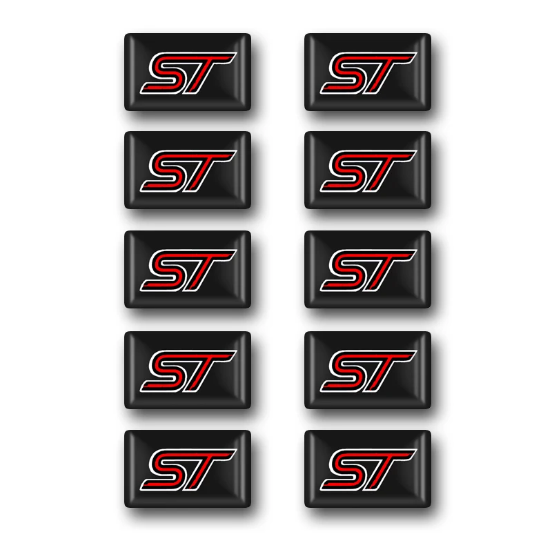 

10pcs/lot Car styling ST Epoxy small Sticker Shell Emblem Steering Wheel For Ford ST Focus 2 3 Mondeo Ecosport Auto Accessories