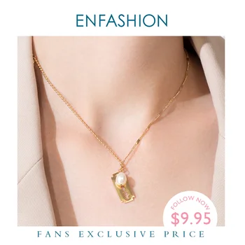 

ENFASHION Pearl Blade Choker Necklace Women Gold Color Stainless Steel Punk Pendant Necklaces Holiday Fashion Jewelry P193028