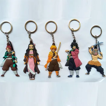 

Japan Anime Agatsuma Zenitsu Kamado Tanjirou Kimetsu No Yaiba Demon Slayer Figure Toys Keychain Doll Decor Gift