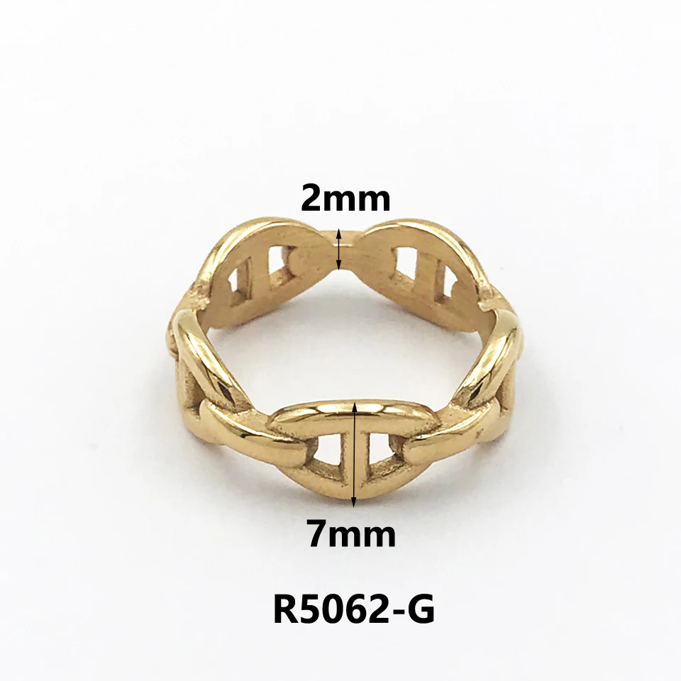 New 18 K Stainless Steel Chubby Rings For Women Simplicity Water Drop Gold Color Chain Ring Wedding Party Rings Jewelry Gift