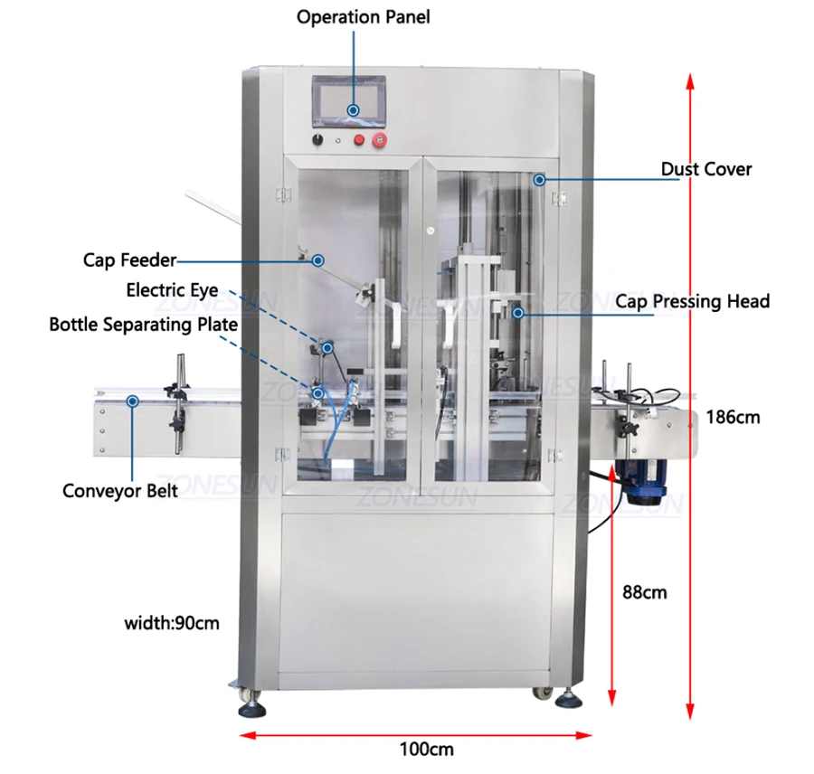 ZONESUN 6 Head Liquid Filling And Cork Pressing Capping Machine With Dust Cover