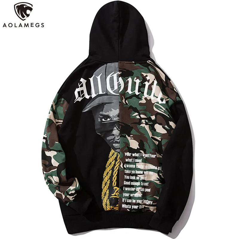 

Aolamegs Hoodies Men Patchwork Hooded Pullover Hip Hop Style Color Block Sweatshirt All-match High Street Streetwear Autumn