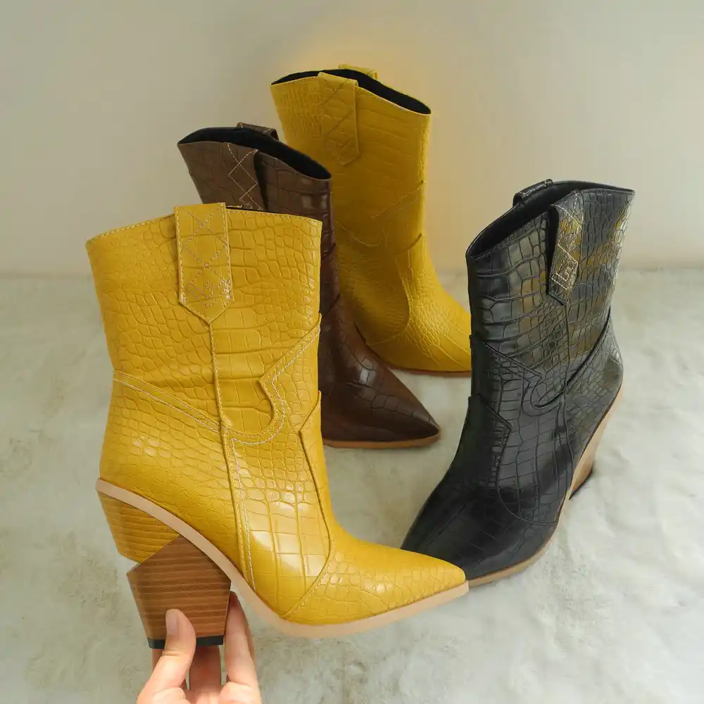 black and yellow cowboy boots