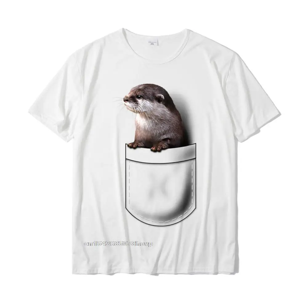 comfortable T Shirt 2021 Crewneck Design 100% Cotton Mens Tops Shirts Printing Short Sleeve Tops Tees Wholesale Cute Otter Pocket peeking Pocket - Funny Otter Tshirt__247.Cute Otter Pocket peeking Pocket - Funny Otter Tshirt  247 white.