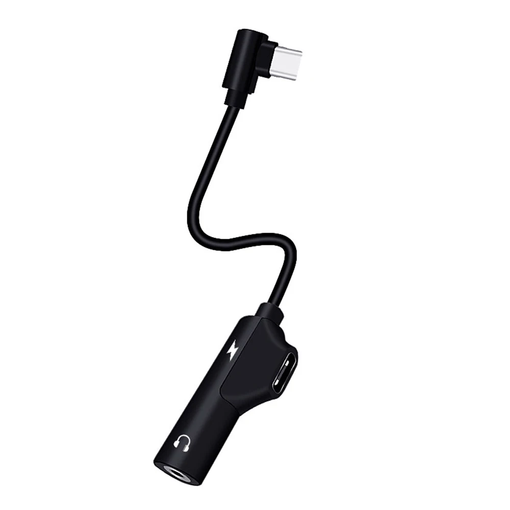 Type-C Type C To 3.5mm Aux Jack Converter USB C Adapter 2 in 1 Splitter Charging Audio Adapter Charging And Listen Call Cable - Цвет: Black
