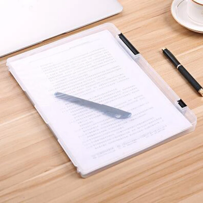 Portable File Box Transparent Plastic Box Office Supplies Holder Document Paper Protector Desk Paper Organizers Cases