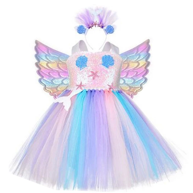 Kids World Book Day Unicorn Costume Girls Birthday Party LED Lights Sequin Rainbow Tutu Dress Shiny Princess Cosplay Costume style-E