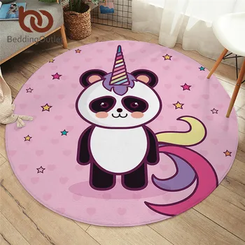 

BeddingOutlet Panda Round Rug Cartoon Play Floor Mat Animal Decorative Living Room Carpet Unicorn Area Rug 100cm Home Mat