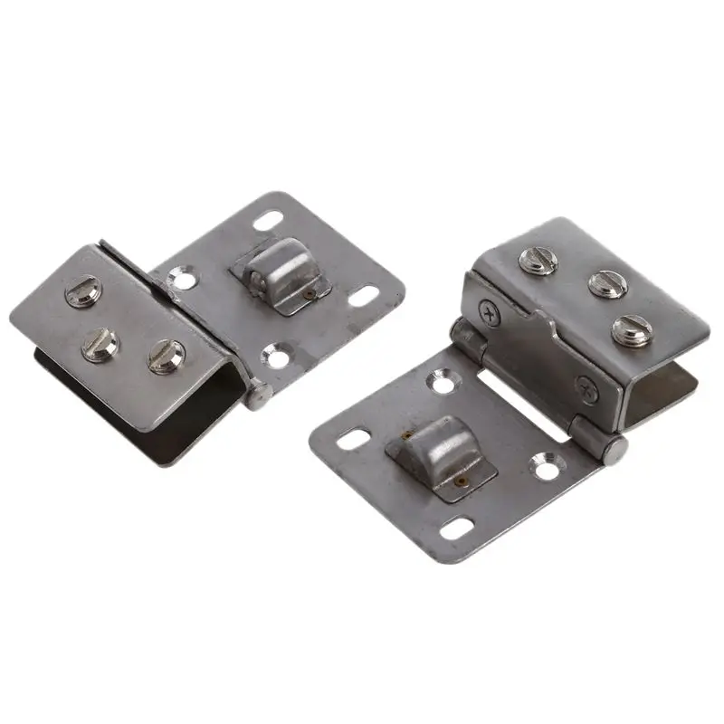

2 pieces glass window door showcase adjustable clamp stainless steel hinge silver