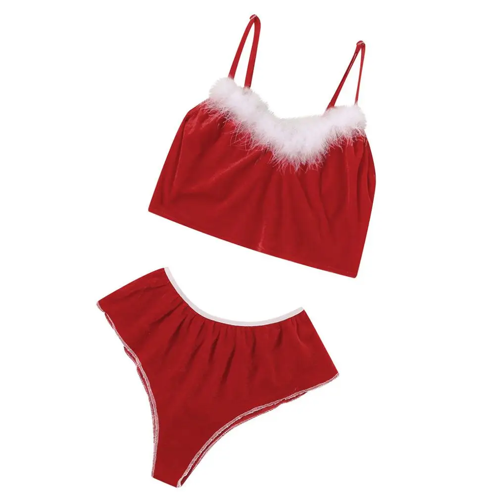 Рождественская одежда для сна, набор размера плюс сексуальное женское белье, ночная сорочка, женские шорты без рукавов, комплект нижнего белья, нижнее белье, нижнее белье, новинка, горячая Распродажа E - Цвет: Красный