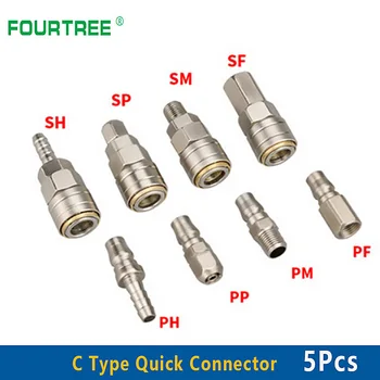 

5Pcs Pneumatic Fitting C Type Quick Connector High Pressure Coupling SP SF SH SM PP PF PH PM 20 30 40 Inch Thread (PT) Wholesale