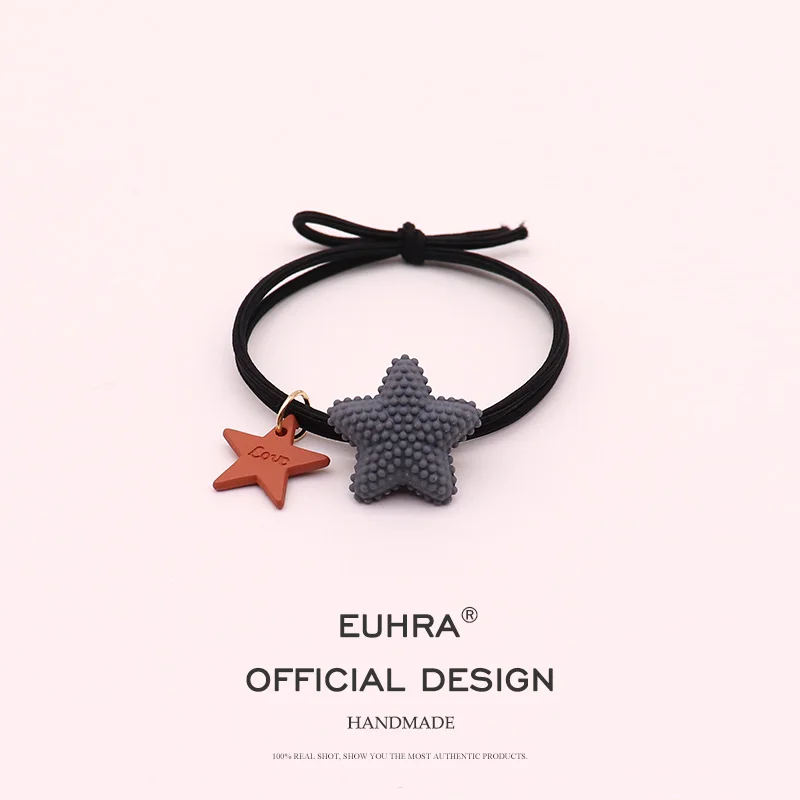 EUHRA 5 цветов Bump Star Pentagram с биркой эластичные резинки для волос женская лента для волос Детские аксессуары для волос резинка - Цвет: Color E