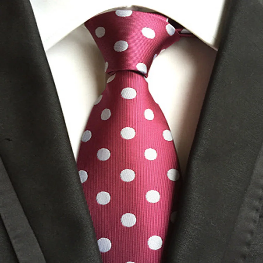 23 стиля моды горошек красные галстуки для мужчин 8 см шелковый галстук синий черный Одноцветный жаккардовый тканый бизнес Свадебные Галстуки - Цвет: 23
