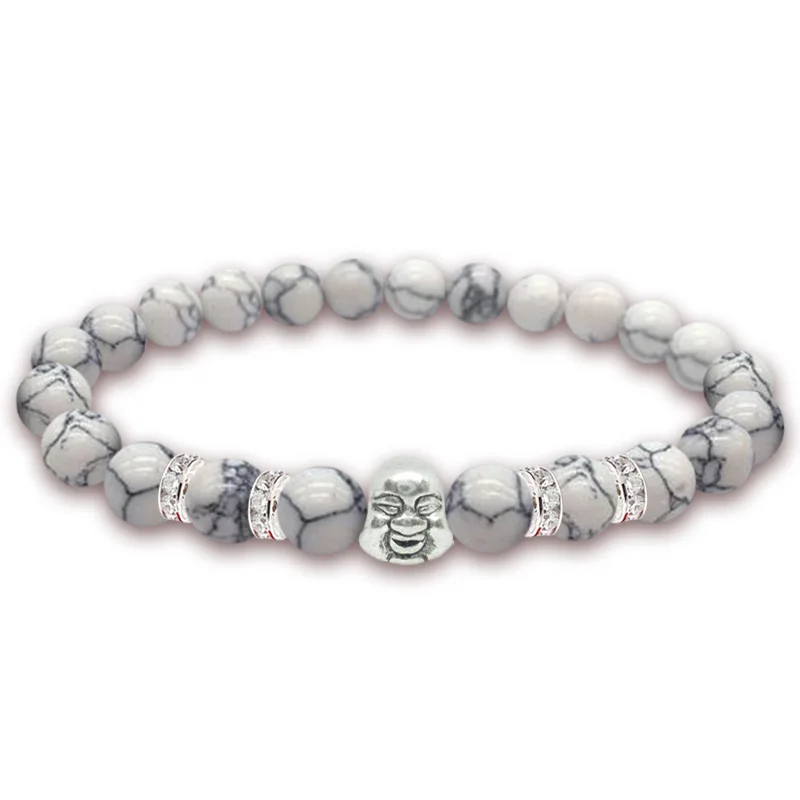 

Budha Bracelet Laughing Buddha Head Natural Stone Chakra Crystal Spacer For Men Wrist Band Rituals Religion Buddhism Faith