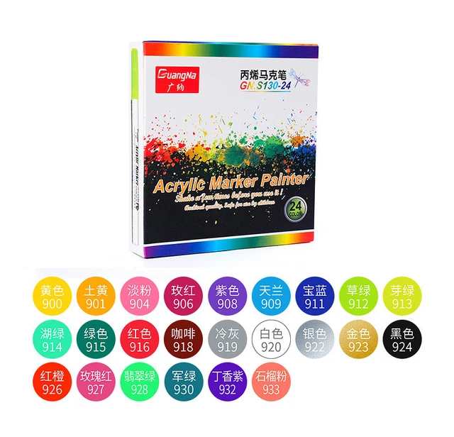 GN 12/18 Colors 0.7MM Acrylic Paint Marker Pen Set Art Drawing Marker Pen For Ceramic Rock Glass Porcelain Mug Wood Fabric Canva 24 colors