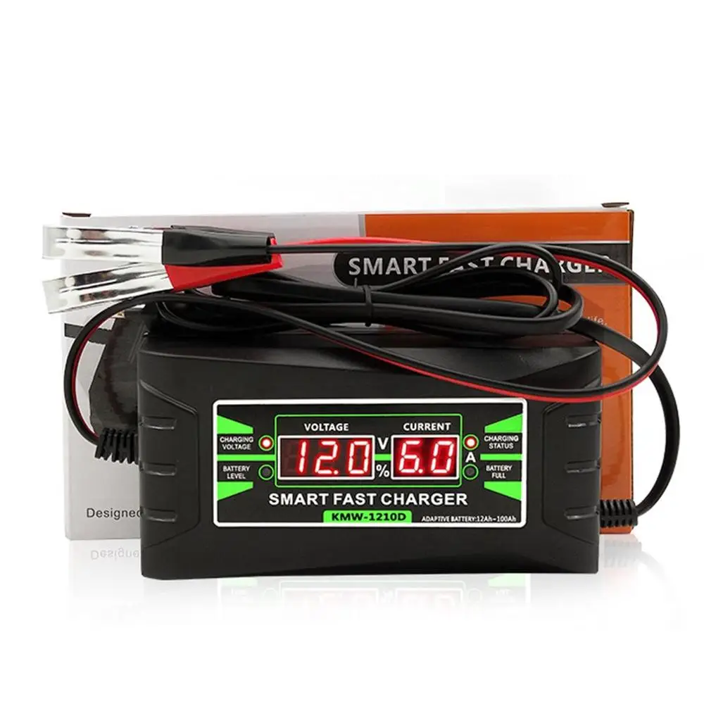 Automatic Full Smart 12V 6A Lead Acid / GEL Car Battery Charger W LCD Display US EU Plug Quick | Инструменты
