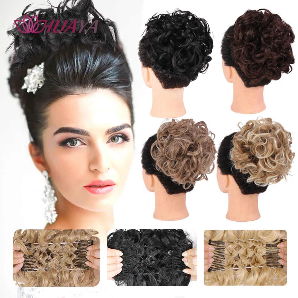 Bride Messy Big Hair Bun Hairpiece Clip in Extension Hair Bun Updo Cover Messy Hair Scrunchies Synthetic Hair Pieces