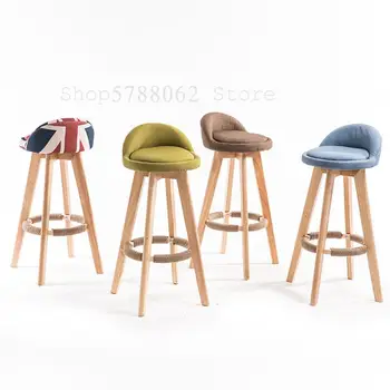 

Simple solid wood bar table and chair single high stool leisure tide bar chair high table dining chair
