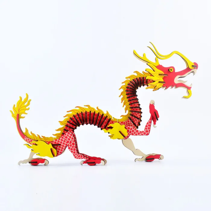 Животные DIY 3D Сборка Деревянный Китайский дракон головоломка модель игрушки для детей домашний декор AN88