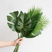 Цельные пластиковые искусственные растения monstera, тропические листья пальмы, украшения для дома и сада, аксессуары для фотосъемки