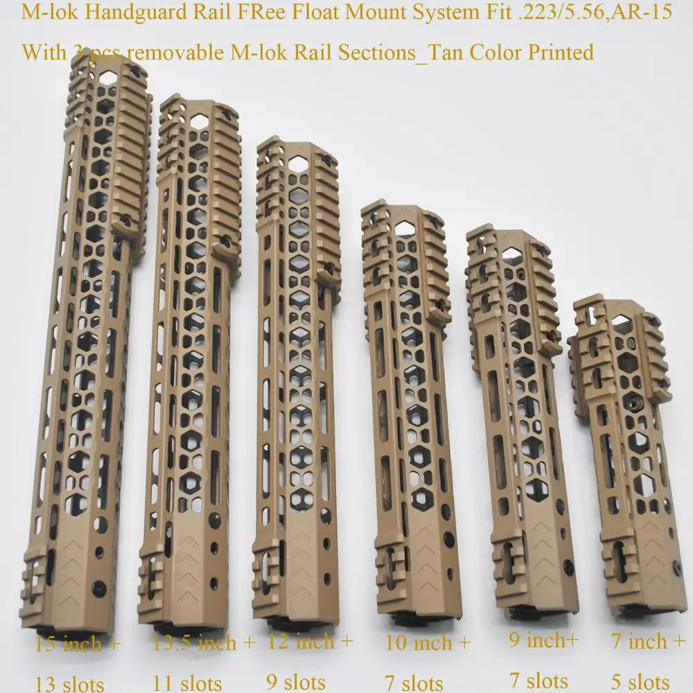 Aplus 7/9/10/12/13./15 ''дюймовый уникальный дизайн M-lok Handguard Rail Free Float Mount system с 3 шт M-lok Rail Section_Tan color