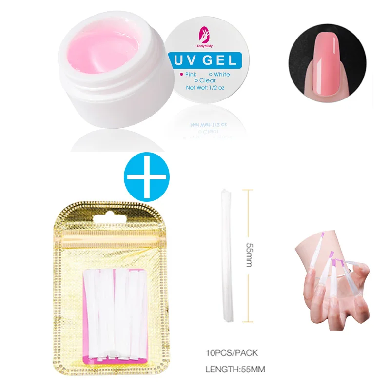 Pink Set 1 Акриловый гель для ногтей, стекловолокно, набор для дизайна ногтей, УФ гель-гель, гель для наращивания ногтей, полигель, наборы для наращивания гели для ногтей, Декоративный Лак для ногтей, набор - Цвет: Pink Set 1