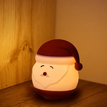 

Silicone Santa Claus LED Lamp Cute Santa Claus Patted Tap Control Gift Room Decor Warm/Cool White Dual Lighting Modes