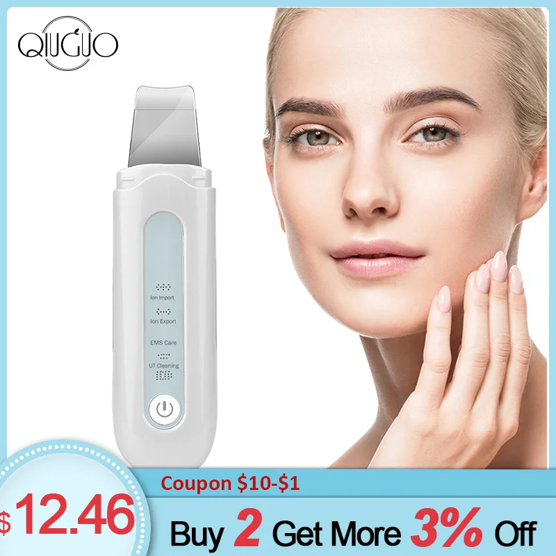 

Ultrasonic Skin Scrubber Deep Face Cleaning Blackhead Removal Tool Exfoliating Pore Cleaner Facial Whitening Lifting Device