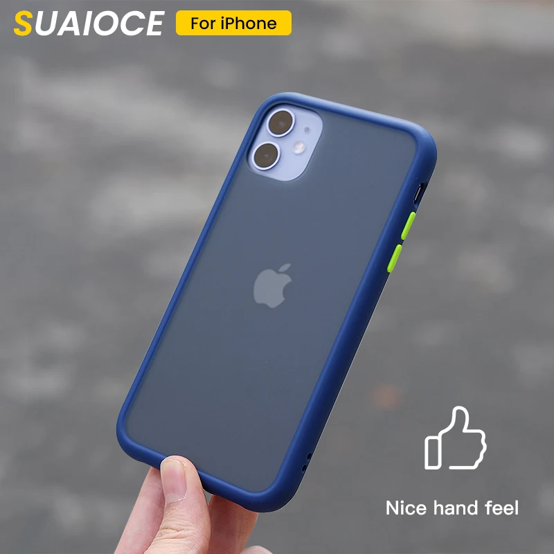 

SUAIOCE NEW Shockproof Phone Case For iPhone 11 Pro Case Matte Transparent Back Cover For iPhone 11 Pro MAX Luxury Silicone Case