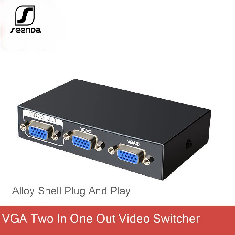 

SeenDa VGA Switch 2 to 1 VGA Video Splitter Converter Adapter Box 1080 P VGA Sharing Switch for Computer