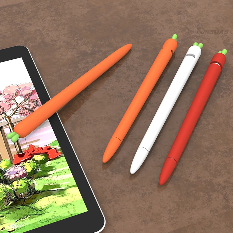 Soft carrot Silicone For Apple Pencil 1 2 Case Compatible For iPad Tablet Touch Pen Stylus Protective Sleeve Cover coque