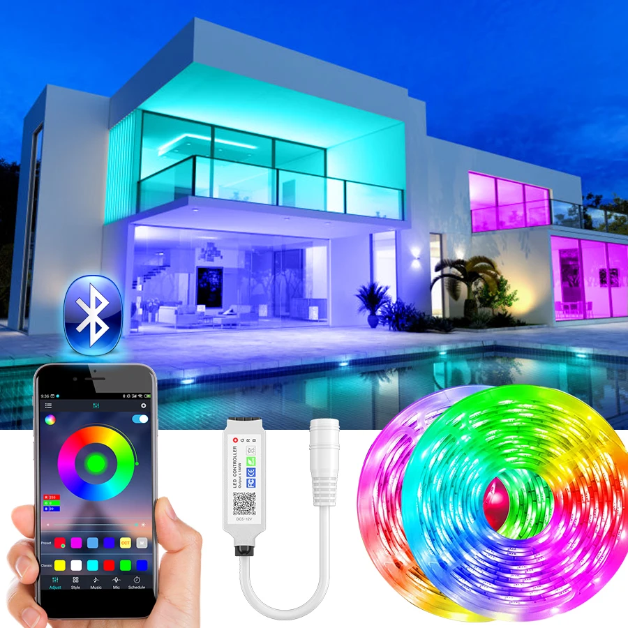 20 м 30 М RGB светодиодный светильник 5050 5 DC12V Светодиодный SMD 10 Светодиодная лампа
