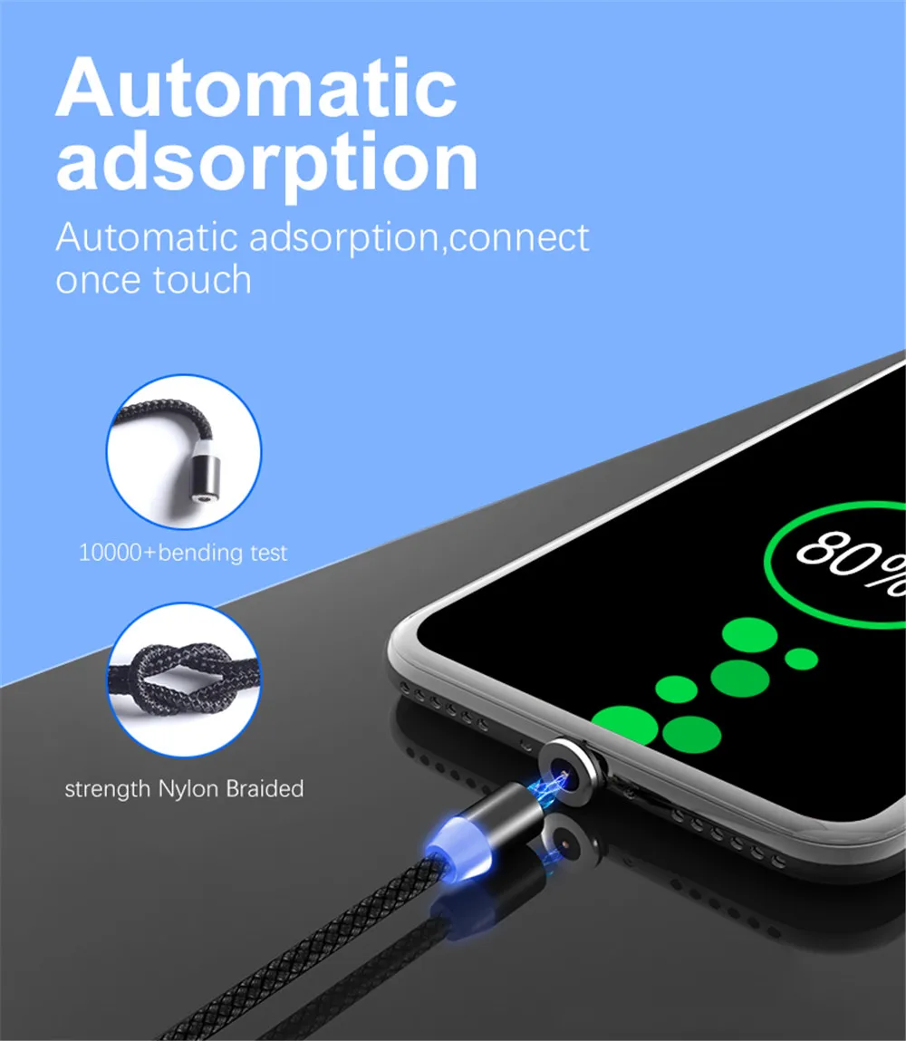 1 м Micro usb type C светодиодный магнитный usb-кабель для huawei Honor 9 lite 10i, кабель для передачи данных, кабель для быстрой зарядки телефона для samsung Xiaomi