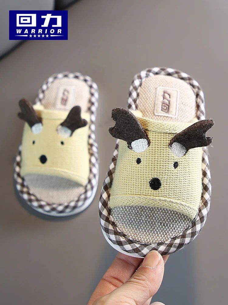 

Huili Couple's Indoor Spring and Autumn Linen Slippers Female Cute Parent-Child Home Non-Slip Children's Cotton Slippers Summer