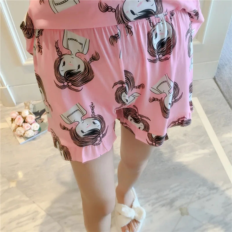 Женская ночная рубашка с мультяшным принтом, милый ремень с нагрудной подкладкой, пижамный комплект, мягкая домашняя короткая сорочка, костюм, женское белье большого размера, одежда для сна