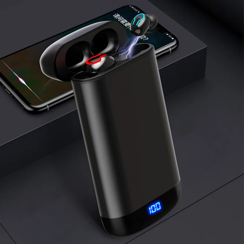 Q66 беспроводные Bluetooth наушники HD стерео наушники спортивная водонепроницаемая гарнитура с микрофоном и 6000 мАч чехол для зарядки аккумулятора
