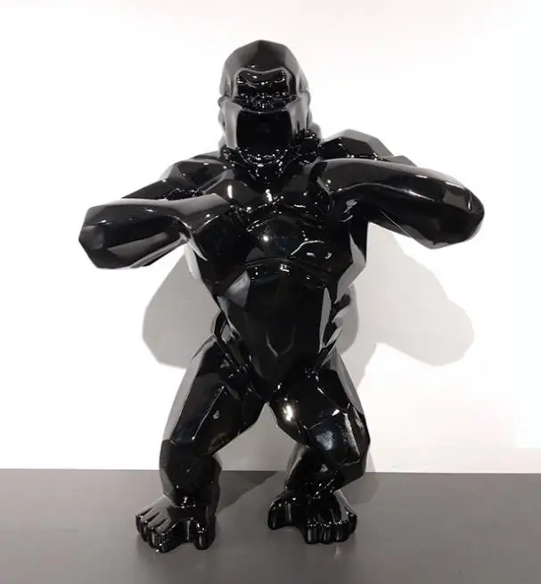Большая обезьяна King Kong украшение для гостиной Горилла скульптура Геометрическая FRP современная статуя подарок на день рождения для свадьбы - Цвет: Черный